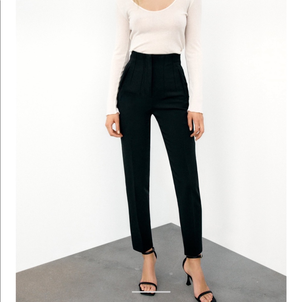 NWT Zara black high waisted trouser pants